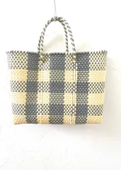 メキシコ製メルカドバッグXSサイズ／シルバー×クリームチェック