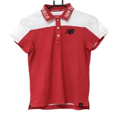 ★特価★【超美品】ニューバランスゴルフ 半袖ポロシャツ レッド×白 バイカラー 襟ロゴ レディース 0(S) ゴルフウェア New Balance