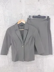 ◇ BOSCH ボッシュ 七分袖 ジャケット 膝丈 シングル スカートスーツ 上下 セットアップ M グレー *  【1002799895316】