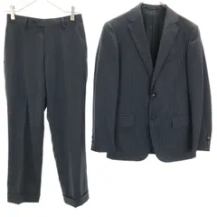 green label relaxing グリーンレーベルリラクシング UNITED ARROWS ストライプ パンツスーツ 上下 セットアップ 42 チャコールグレー メンズ 古着