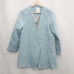 ◇ ⊇ caph troupe<!-利用不可文字-!>カーフ・トゥループ ウール混合 長袖 コート サイズF ライトブルー レディース E  【1503050034791】
