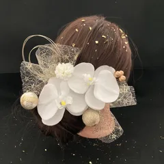 新作　ha51　金箔　和装　髪飾り 成人式 胡蝶蘭　着物　振袖　結婚式　色打掛