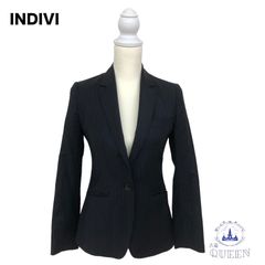 ☆美品☆ INDIVI インディヴィ テーラードジャケット タイト フォーマル おしゃれ レディース ブラック 36 v-79 送料無料