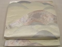 平和屋野田店■六通柄袋帯　遠山文　銀糸　逸品　未使用　n-te0022