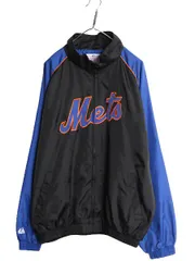 MLB オフィシャル Majestic メッツ 中綿 ナイロン ジャケット メンズ M 古着 裏 フリース スタジャン ウィンドブレーカー 大リーグ 野球 黒 MLB オフィシャル Majestic メッツ 中綿 ナイロン ジャケット