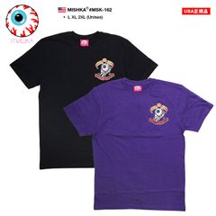 MISHKA Tシャツ 半袖 メンズ 春夏用 黒 紫 大きいサイズ ミシカ おしゃれ かっこいい 派手 総柄 KEEPWATCH キープウォッチ キャラクター バンド オーバーサイズ ビッグシルエット b系 ヒップホップ ファッション ロック MSK-162