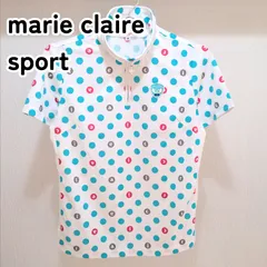 marie claire sport マリクレール M ホワイト 白 コインドット柄 ハーフジップアップ半袖ウェア ゴルフウェア