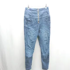 ◇ Θ snidel スナイデル ハイウエスト　コットン系 デニムパンツ サイズ0 ネイビー レディース E  【1409240033837】