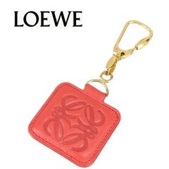 ☆★オープニング価格★☆　オシャレ【美品】LOEWE ロエベ　アナグラム　レザー　チャーム　キーホルダー　キーリング　オレンジ　レディース　メンズ