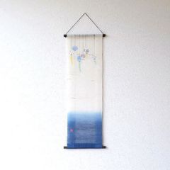 琉球紅型 びんがた 掛け軸 城間栄順 藍 魚 沖縄 染物 インテリア