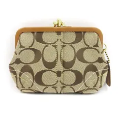 コーチ COACH シグネチャー 小銭入れ コインケース がま口 キャンバス ベージュ ■GY99