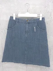 ◇ Mademoiselle NONNON マドモアゼルノンノン F.SAMPLE 膝丈 台形 デニム スカート インディゴ * 1002799918824 【中古】 【1002799918824】