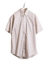 【お得なクーポン配布中!】 ブルックスブラザーズ チェック ボタンダウン 半袖 シャツ メンズ M / Brooks Brothers 346 半袖シャツ コットン ノーアイロン ワイシャツ