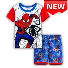 ✨新品✨スパイダーマン 子供パジャマ 半袖Tシャツ&ショートパンツ上下セット キッズルームウェア マーベル 男の子 夏用 部屋着 100/110/120/130cm 可愛い 通気性 プレゼント 綿 コットン キッズパジャマ 半袖パシャマ