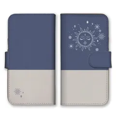 らくらくスマホ F-52B ケース 手帳型 スマホケース 携帯ケース 月 太陽 月と太陽 タロットカード 韓国 天体 くすみカラー おしゃれ ベージュ バイカラー カラー02