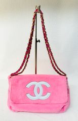 美品 CHANEL シャネル 【ノベルティ ピンク ボア チェーンショルダー