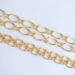 真鍮製 14KGP 金アレ対応 フィガロチェーン アクセサリーチェーン ハンドメイド アクセサリー パーツ 切り売り 25cm