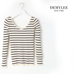 新品 DEMYLEE デミリー リバーシブルUネック ニット コットン ニットセーター 綿100％ S -158