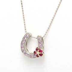 笠原真寿美　ネックレス　K18WG/K18YG　ダイヤモンド0.01ct / ルビー0.18ct / サファイア0.33ct　40cm 【中古】 商品番号 A-157655