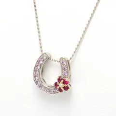 週末値下 笠原真寿美 ピンクトルマリンK18WG ダイヤ サファイア トップ