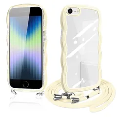 iPhone SE3 SE2 ケース ショルダー クリア SE 第3世代 第2世代 iPhone8 iPhone7 カバー スマホケース 透明 TPU ストラップ付き 肩掛け 首掛け 紐付き 斜めがけ 創意 個性 可愛い かわいい 韓国 薄型 耐衝撃 アイ