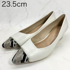 【新品訳あり】カリーノ　異素材コンビウェッジパンプス　23.5ｃｍ　アイボリー