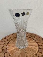 ボヘミア クリスタル ガラス 花瓶 フラワーベース 24%pbo ハンドカット