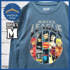 [JUSTICE LEAGUE] 헌 옷 미국 T 셔츠 긴 소매 남성 M 블루