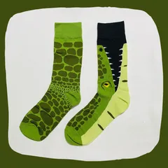 かじるワニ クルーソックス #210 左右非対称
