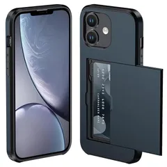 iPhone 11 ケース カード収納 背面 米軍MIL規格 耐衝撃最強 アイフォン11 ケース ICカード収納 落下防止 全面保護 指紋防止 滑り止め 擦り傷防止 ブルー 1