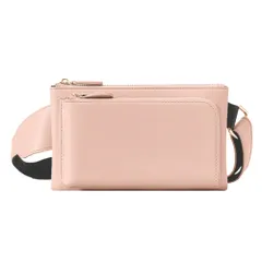 ウエストポーチ ボディバッグ レディース レザー ウエストバッグ ヒップバッグ スマホバッグ 斜め掛け (ピンク/バックル有) [ピンク/バックル有]