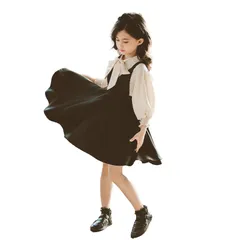 [ReiLuana] ワンピース 女の子 ドレス ブラウス 子供服 ガールズ セットアップ 発表会 入学式 (JP, 号, 9 号, ブラック) [ブラック] [9 号]