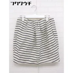 ◇ MACPHEE ボーダー リネン混 ミニ フレア スカート サイズ38 ベージュ系 ブラック系 レディース  【中古】 【1107150010725】