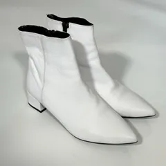 FABIO RUSCONI ファビオルスコーニ サイドジップ レザー ヒール ホワイト ブーツ