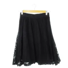 レストローズ L'EST ROSE スカート 総レース フレア ひざ丈 ボリューム 起毛 ふんわり フラワーモチーフ 2 黒 ブラック /CK25のサムネイル