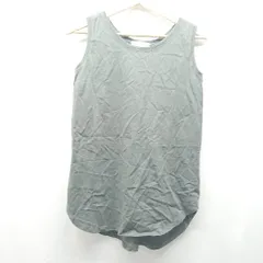 ◇ nano universe クルーネック コットン100％ 無地 シンプル ノースリーブ タンクトップ 表記なし グレー レディース E  【1308160026854】