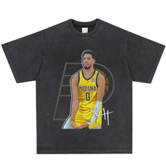 NBA タイリース ハリバートン Tyrese Haliburton ヴィンテージ加工 コットン 半袖 Tシャツ 男女兼用 S～3XL