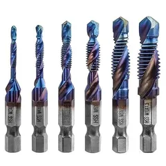 【在庫処分】タップドリルセット 6本セット M3/M4/M5/M6/M8/M10 多機能面取りタップ スパイラルタップ 高速度鋼タップドリルセット 鉄工用 金工用