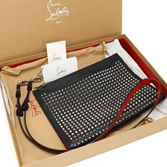OJOBO クリスチャンルブタン ショルダーバック スタッズ レザー 黒赤 OJOBO様専用 クリスチャンルブタン ショルダーバック スタッズ レザー