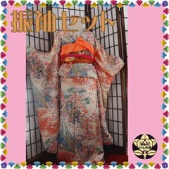 【マジョリカ御召】キラキラ　着物　薄いピンク色　百花模様　御召 マジョリカ御召】キラキラ着物薄いピンク色百花模様御召