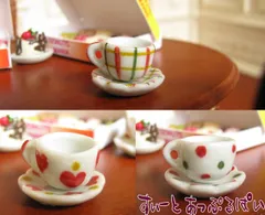 ミニチュア ハンドメイド陶器のカップ＆ソーサー☆ハート　SMXTC-CUP ドールハウス用のサムネイル