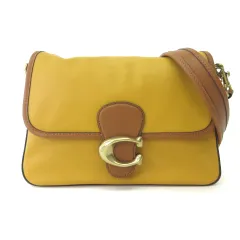 コーチ COACH 美品 C5261 ソフト タビー ショルダー バッグ カラーブロック ショルダーバッグ スムース レザー 2WAY マスタード 