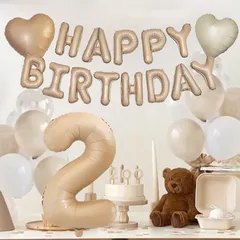 くすみカラー デコレーションバルーン ＆ ナンバーバルーン ＆ ハート セット お誕生日 飾り付け   記念日　Happy Birthday パーティー のための誕生日バルーン 誕生日装飾 風船セット HarunHarun 　記念日　大人飾り　1歳　2歳
