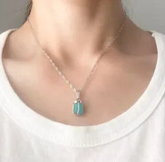 金属アレルギー対応　ライトブルージュエルBOXチャームシルバーネックレス