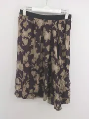 ◇ pas de calais パドカレ 総柄 膝丈 フレア スカート サイズ38 ベージュ バーガンディ レディース P  【中古】 【1209150004244】