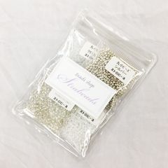 シードビーズセット 丸小ビーズ 透明白シルバー４色セット ラッピング袋付 S-1