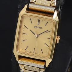 稼働 SEIKO セイコー クォーツ レディース腕時計 ゴールド スクエア 3