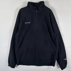 古着 90's/90年代 コロンビア Columbia ハーフジップフリースジャケット ワンポイントロゴ刺繍 アウトドア 三角タグ L  ブラック メンズ