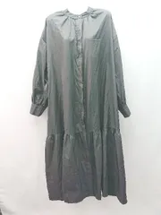 ◇ Lowy by CORNERS 比翼ボタン バンドカラー 長袖 ロング丈 ワンピース サイズL ブラック レディース E  【1308290039731】