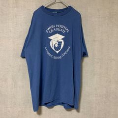 90s US製 JERZEES HEAVY WEIGHT 半袖Tシャツ ビッグプリント ネイビー 肉厚【メンズXL】